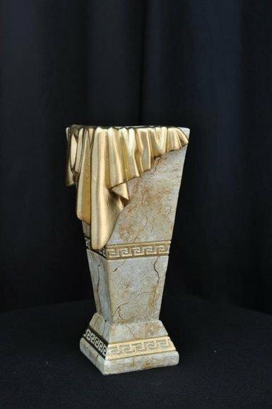 Decorative flower vase in antique greek style made of acrylic/stucco material, model - 0866