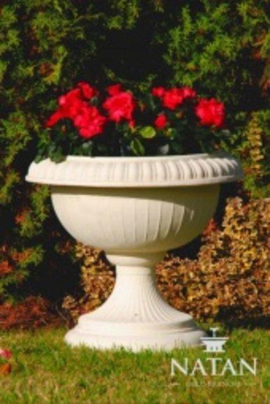 Round garden flower deco bowl vase-pot made of weather-resistant cement