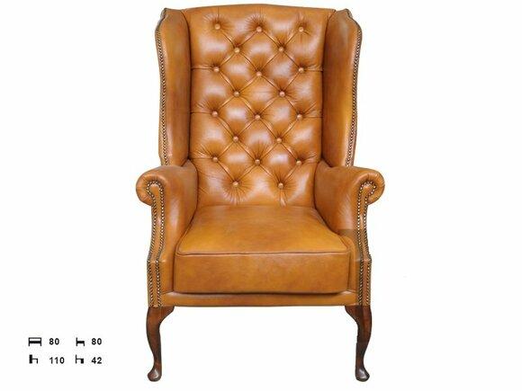 Wing chair Chesterfield Leather armchair Armchair Leather Couch Sofa Full leather Stock item