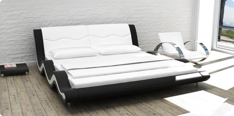 Modern style leather upholstered designer double bed/waterbed for marriage couple model - MORSKIE (NB)