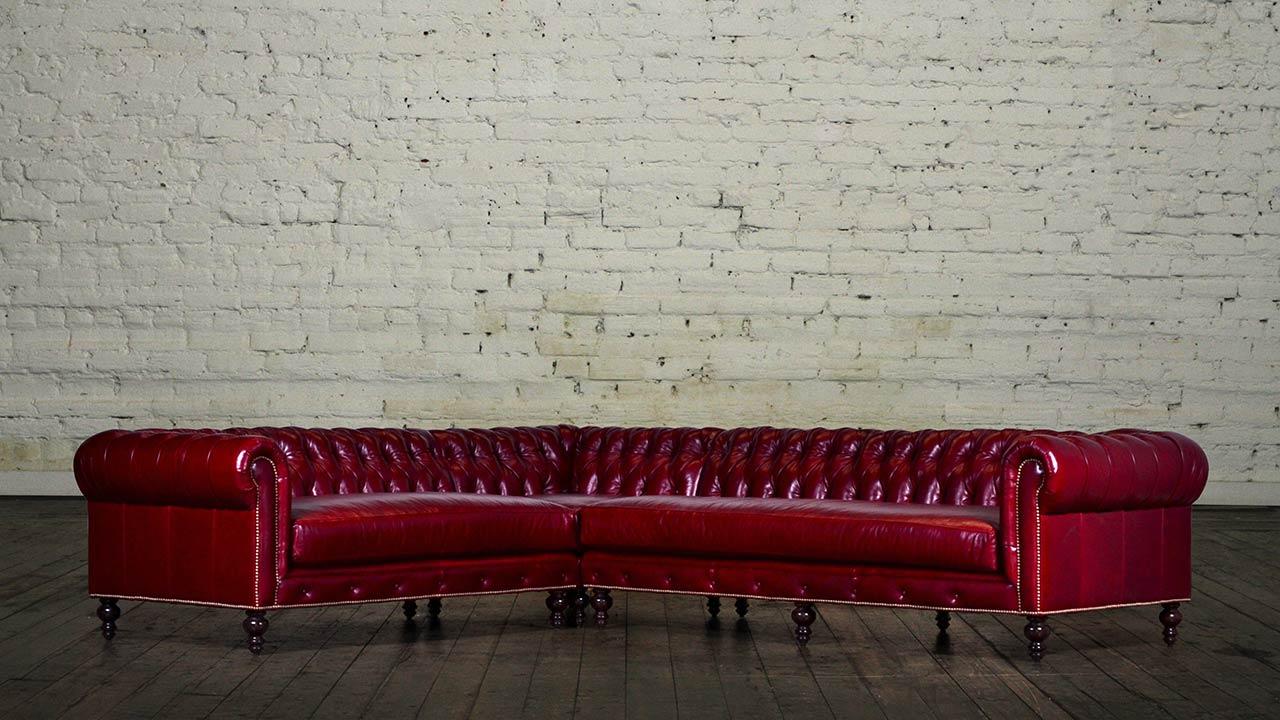 Chesterfield Luxurious Corner Sofa L-Shaped Red Faux Leather Comfortable Corner Couch New