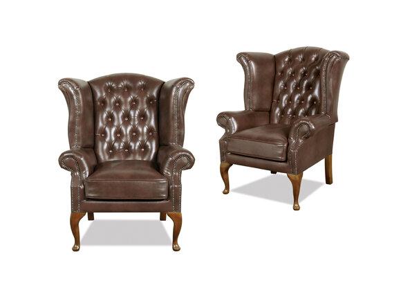 Chesterfield wing chair queen armchair antique look couch upholstery television new furniture