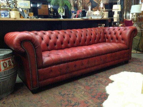 Chesterfield Sofa 3-Seater Red Faux Leather Upholstery Comfy Living Room / Hallway Sofa New