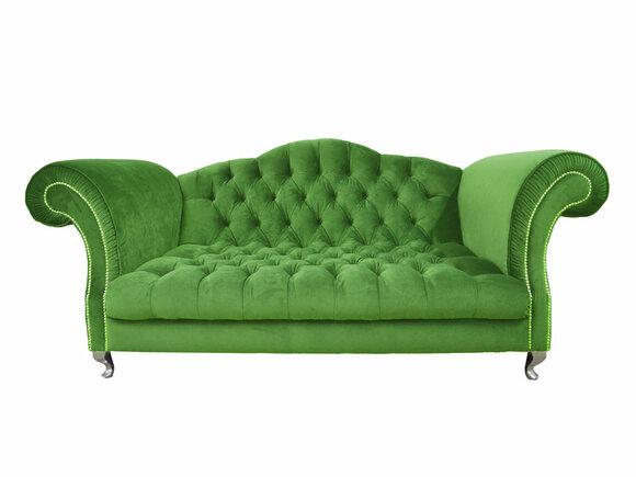 Chesterfield Sofa 3-Seater Green Textile Comfortable Couch With Buttons New