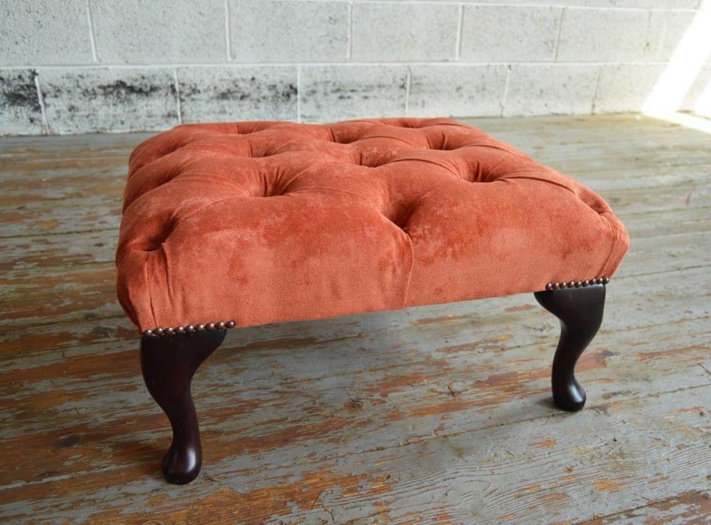 Stool Armchair Design Upholstery Footstool Chesterfield Textile New - 368