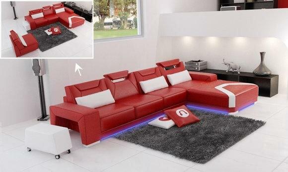 LEATHER SOFA COUCH LIVING AREA CORNER SOFA CORNER SET DESIGN MODERN SOFA F3011C