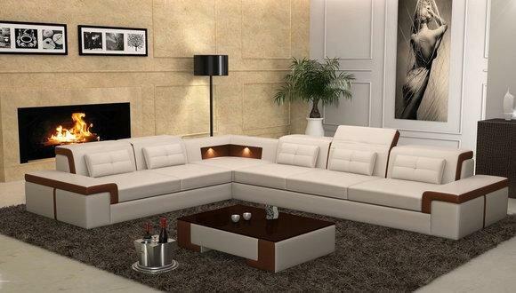 LEATHER SOFA COUCH LIVING AREA CORNER SOFA CORNER SET DESIGN MODERN SOFA B2021