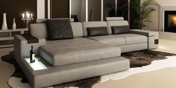 Corner Sofa Couch Upholstery Living Landscape Corner Set Leather Sofa Grey L Shape