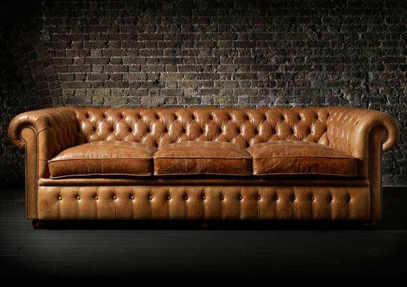 Chesterfield Classic Sofa 3-Seater With Cushions Soft Comfortable Brown Living Room Couch