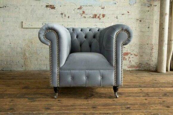 Gray luxury Relax Chesterfield Club armchair Cheserfield Lounge 1 seater