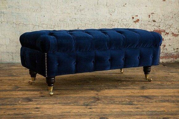 Designer luxury stool upholstery Chesterfield seat textile relax side sofa new