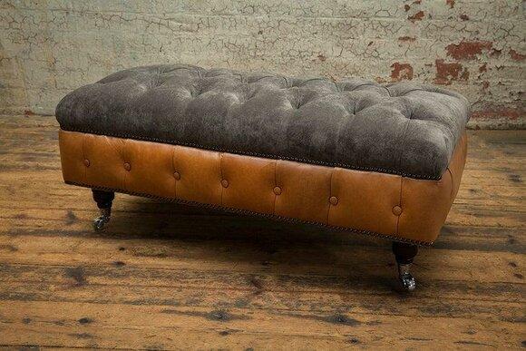 Footstool round stool upholstered stool stool ottoman stool Chesterfield New