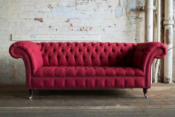 Chesterfield 3 Seater Couch Upholstery Seat Textile Fabric Leather Couches Sofa Sofas