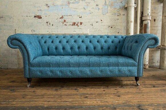 Chesterfield Couch 3 Seater Upholstery Seat Textile Fabric Leather Couches Sofas Sofa