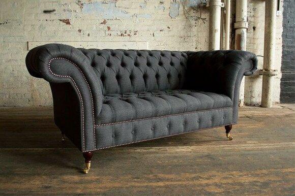 Chesterfield 2 Seater Couch Upholstery Seat Textile Fabric Leather Couches Sofas Sofa