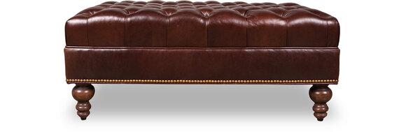 Chesterfield Classic Stool Ottoman Faux Leather Upholstered Brown Footstool New