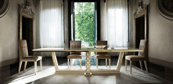 Dining room set of table, 6x chairs, 2x showcase, sideboard & mirror in art nouveau italian furniture arredoclassic™