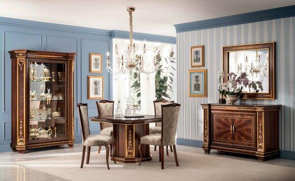 Dining room wooden square sliding dining table in antique style italian furniture arredoclassic™