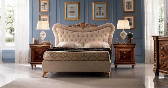 Bedroom set of chesterfield double bed & 2x bedside console with swing doors in art nouveau arredoclassic™