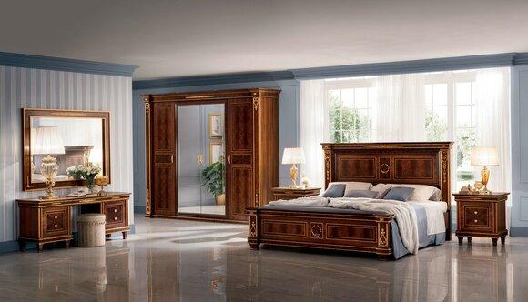 Bedroom wooden double bed in art nouveau style italain furniture arredoclassic™