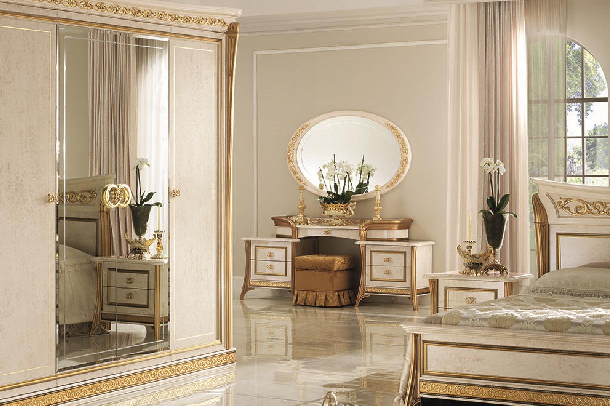 Bedroom set of dressing table, stool & massive mirror in antique style italian furniture arredoclassic™