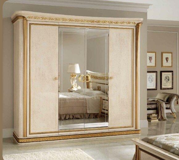 Bedroom wardrobe with 4 swing doors in antique style italian furniture arredoclassic™