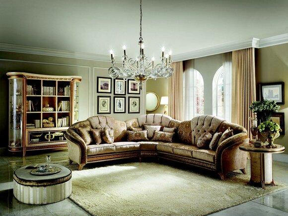 Living room luxury long corner chesterfield couch/sofa in art nouveau style