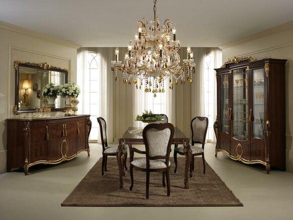 Dining room set of wooden table & 8x chairs in art nouveau italian furniture arredoclassic™