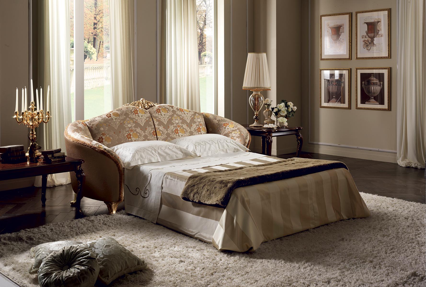Bedroom/living room 3x seater sofa/couch transform to double bed in rococo style arredoclassic™