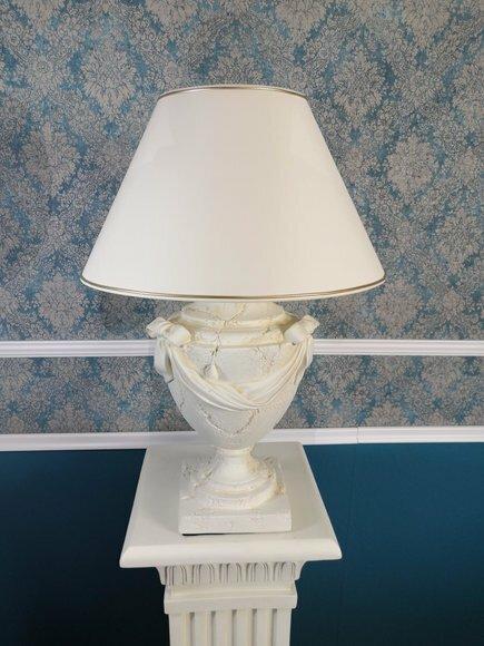 Table lamp in Antique stone vase style with crackles imitation design , 60cm high