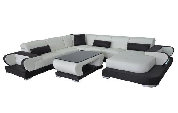 Couch Corner Sofa Leather Living Set Design Modern Sofa UForm G8002+Table