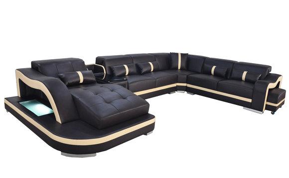 Leather Couch Upholstery Seat Living Landscape Modern Corner Set Sofa U Shape Design