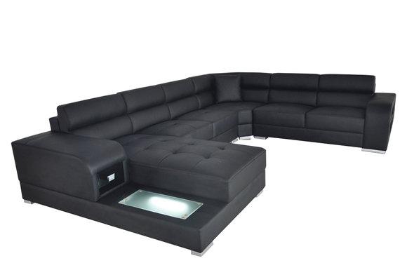 Leather Sofa Couch Living Room Set Design Modern Corner Sofa U-Form G8029