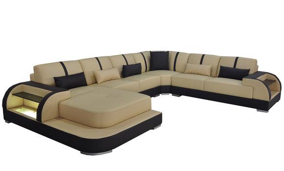 Leather Couch Upholstery Seat Corner Set Modern Design Sofas Living Landscape U Shape