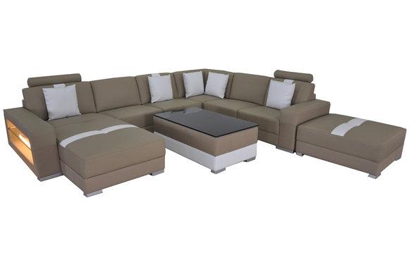 Leather Sofa Couch Living Area Corner Set Design Modern Sofa U-Form K5010