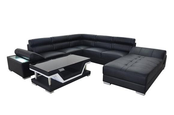 Leather Sofa Couch Living Area Corner Set Design Modern Sofa U-Form L6001