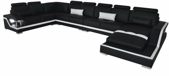 Leather Sofa Living Room Corner Set Design Modern Sofa U-Form +Chaise L6002