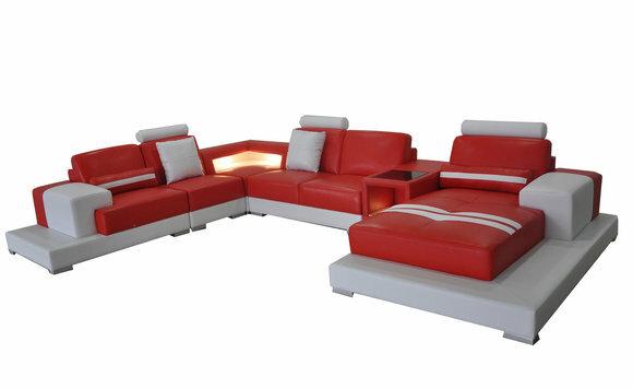 Leather Sofa Living Area Corner Set Design Modern Sofa U-Form L6004F