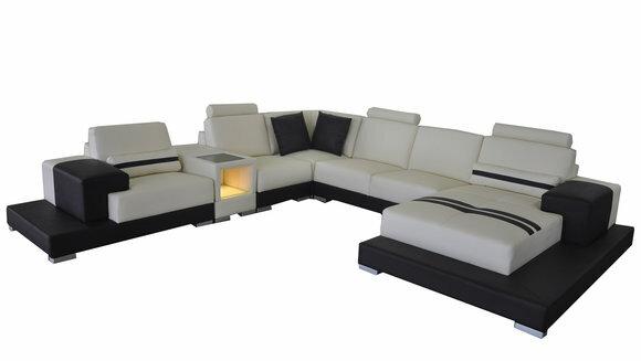 Leather Sofa Couch Living Area Corner Set Design Modern Sofa U-Form L6004