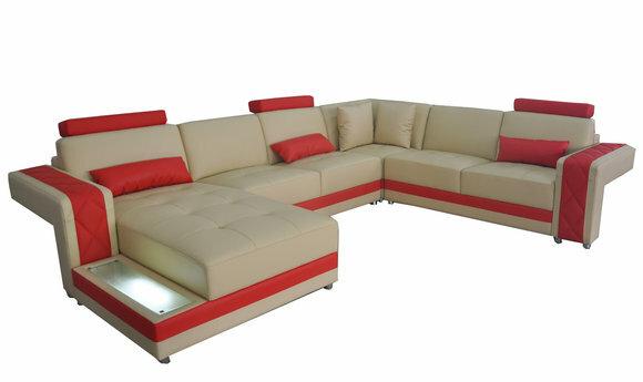 Leather Sofa Couch Living Area Corner Set Design Modern Sofa U-Form L6010