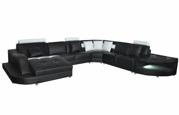 Leather Sofas Corner Living Set Design Modern Sofa U-Form L6015 + Table