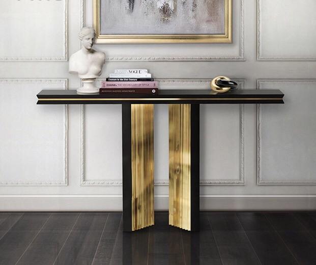 Designer Luxury Console Table Consoles Tables Wood Metal Design Gold Classic