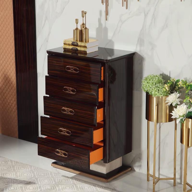 Modern style designer gloss dressing table with 3-sliding drawers made of stainless steel & real wooden frame