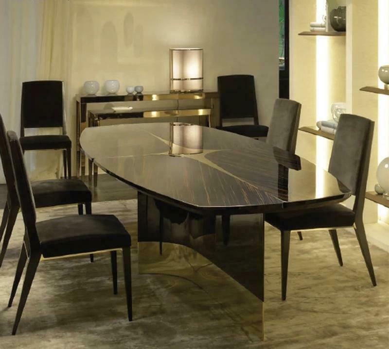 Design Luxury Dining Room Living Table Wood High Gloss Tables Italy Furniture Metal