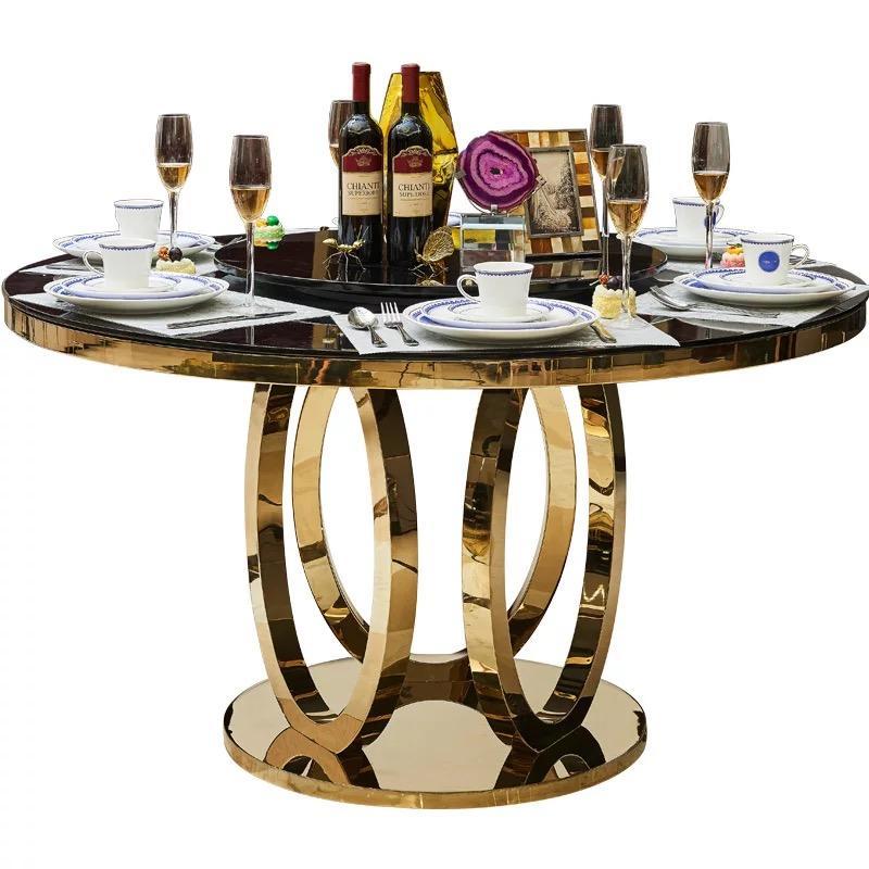 High Quality Luxury Designer Dining Tables Round Table Marble Metal Gold New