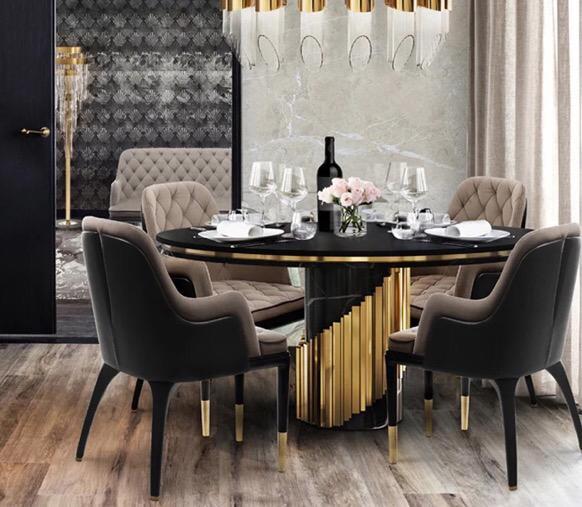 High Quality Luxury Wood Designer Dining Tables Round Table Italian Furniture Metal