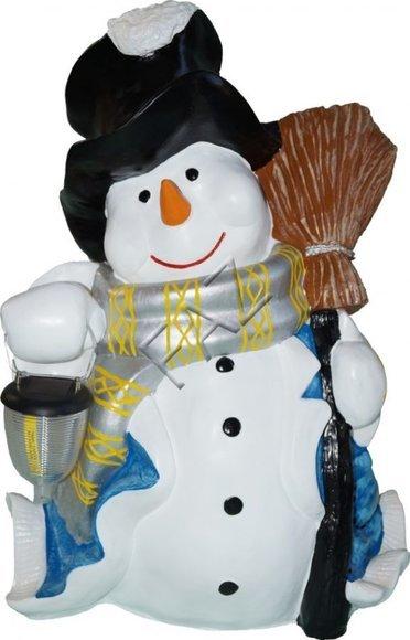 Christmas snowman deco figure with a black hat, lamp & a broom 60cm