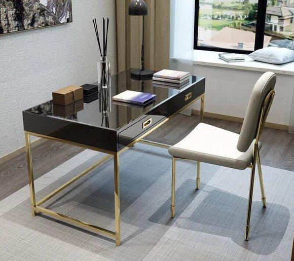 Working writing office table luxury class stainless steel designer furniture gloss tables