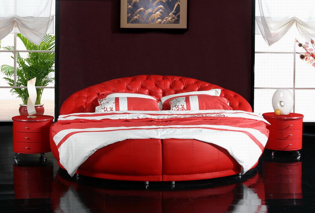 Chesterfield XXL Round Bed Designer Marriage Bed Upholstered Bed NEW