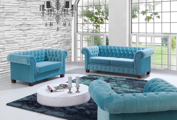 Chesterfield Fabric Design Couch Upholstery Seat Set Sofa 3+2+2 Sofas Set